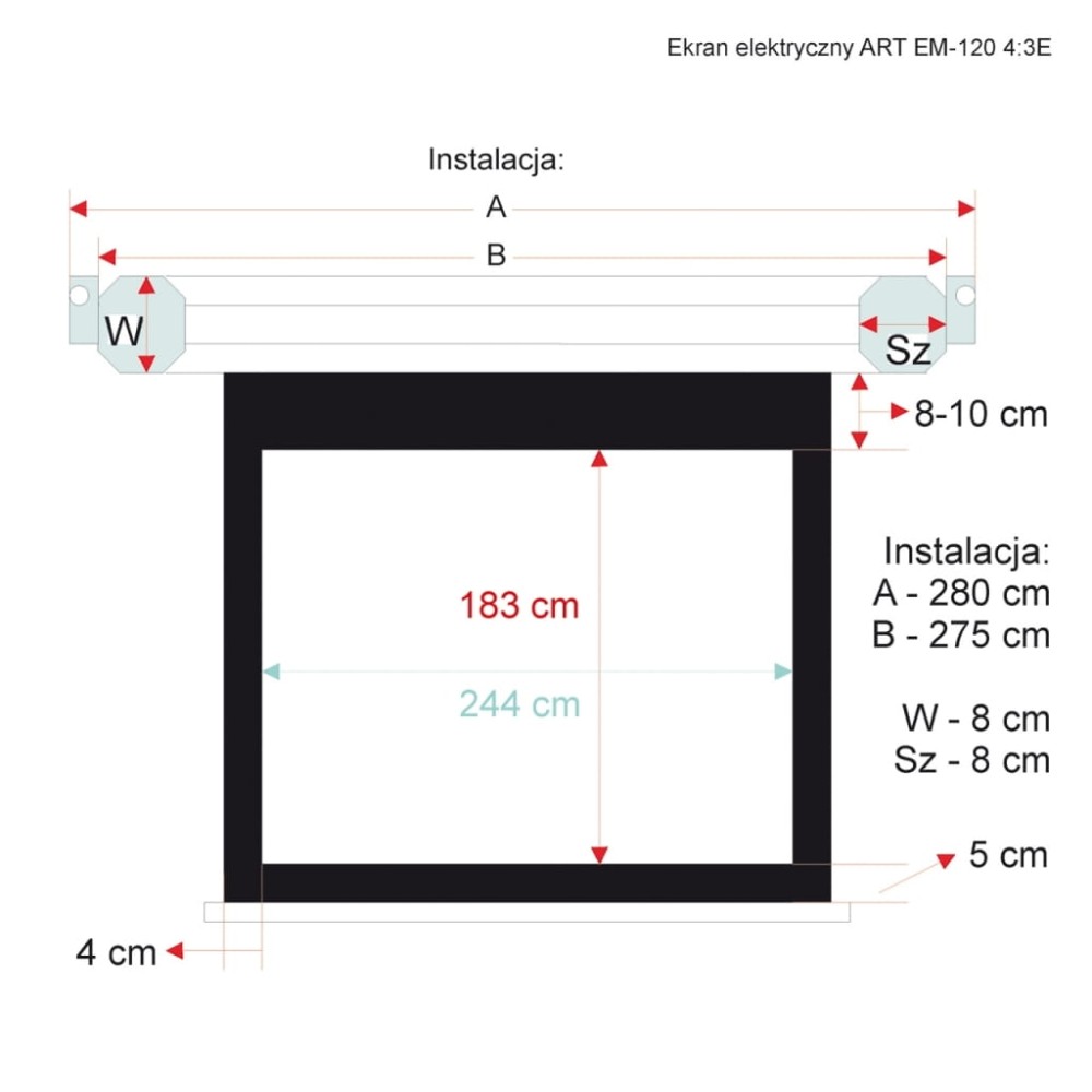 Ekran elektryczny ART EM-120 4:3E