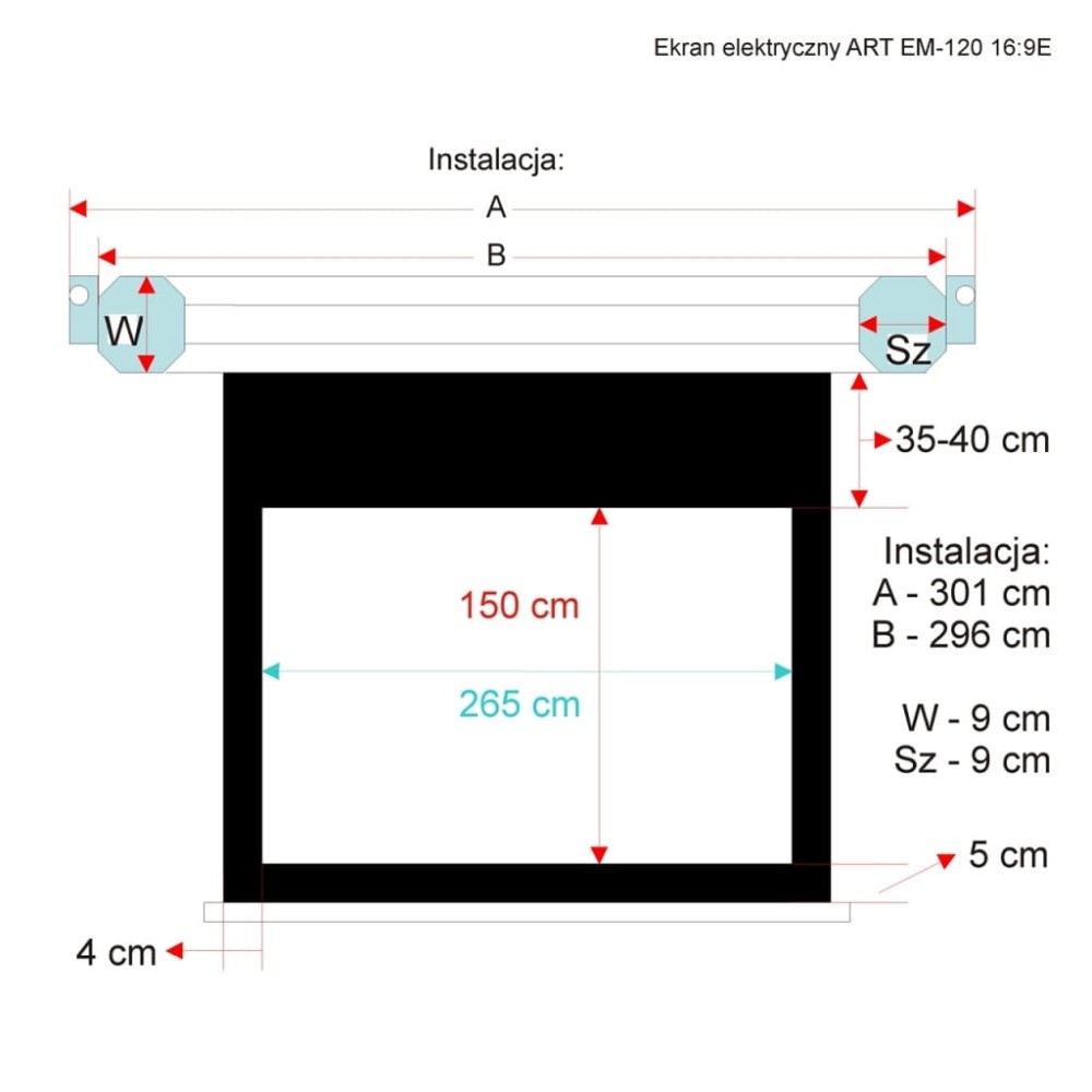 Ekran elektryczny ART EM-120 16:9E