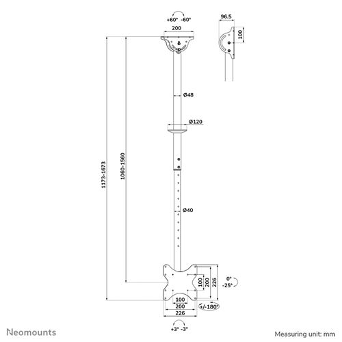 Uchwyt sufitowy Neomounts CL35-340BL12