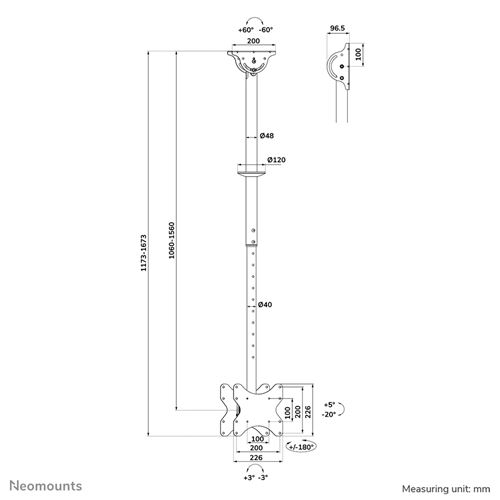Uchwyt sufitowy Neomounts CL35-340BL22