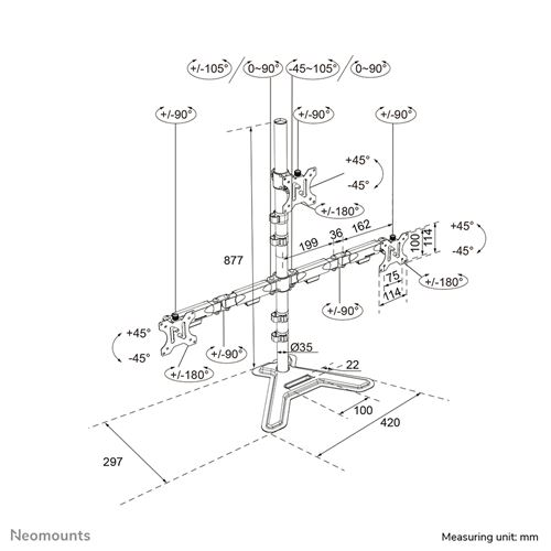 Uchwyt Neomounts DS45-600BL2-1