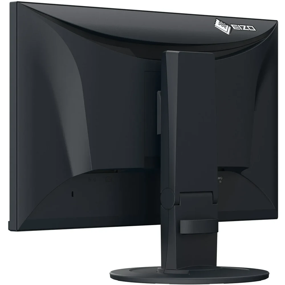 Monitor biurkowy EIZO FlexScan EV2400R-BK – czarna obudowa od tyłu z okrągłą podstawą — wyswietlanie.com.pl