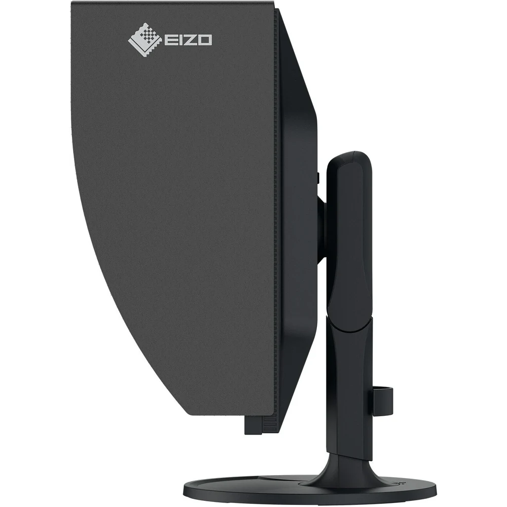 Monitor graficzny EIZO ColorEdge CG2400SV – ujęcie z boku z osłoną i podstawą — wyswietlanie.com.pl