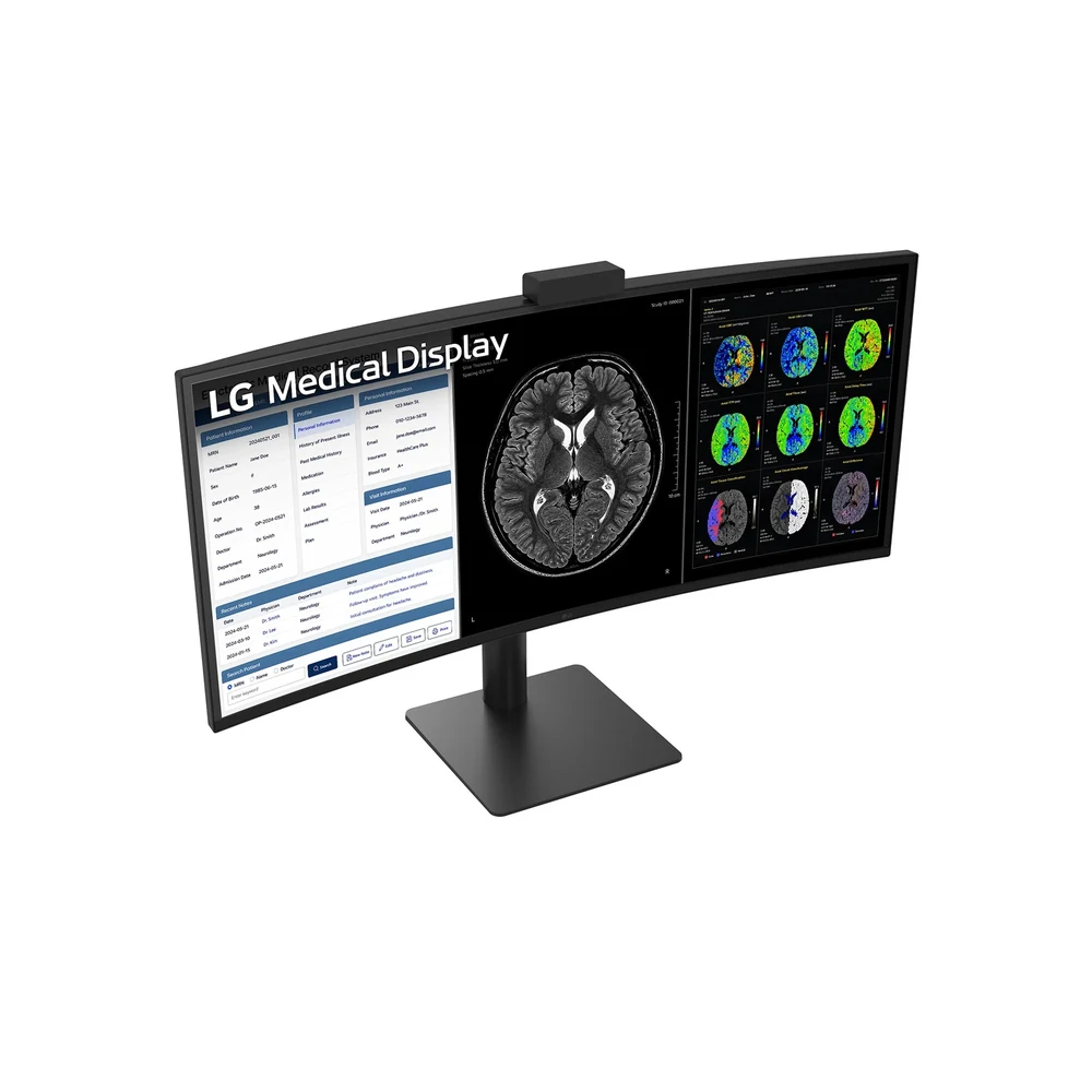 Monitor diagnostyczny LG UltraWide 40″ 40HT513D-B – ujęcie z przodu pod kątem, czarna obudowa i prostokątna podstawa — wyswietlanie.com.pl