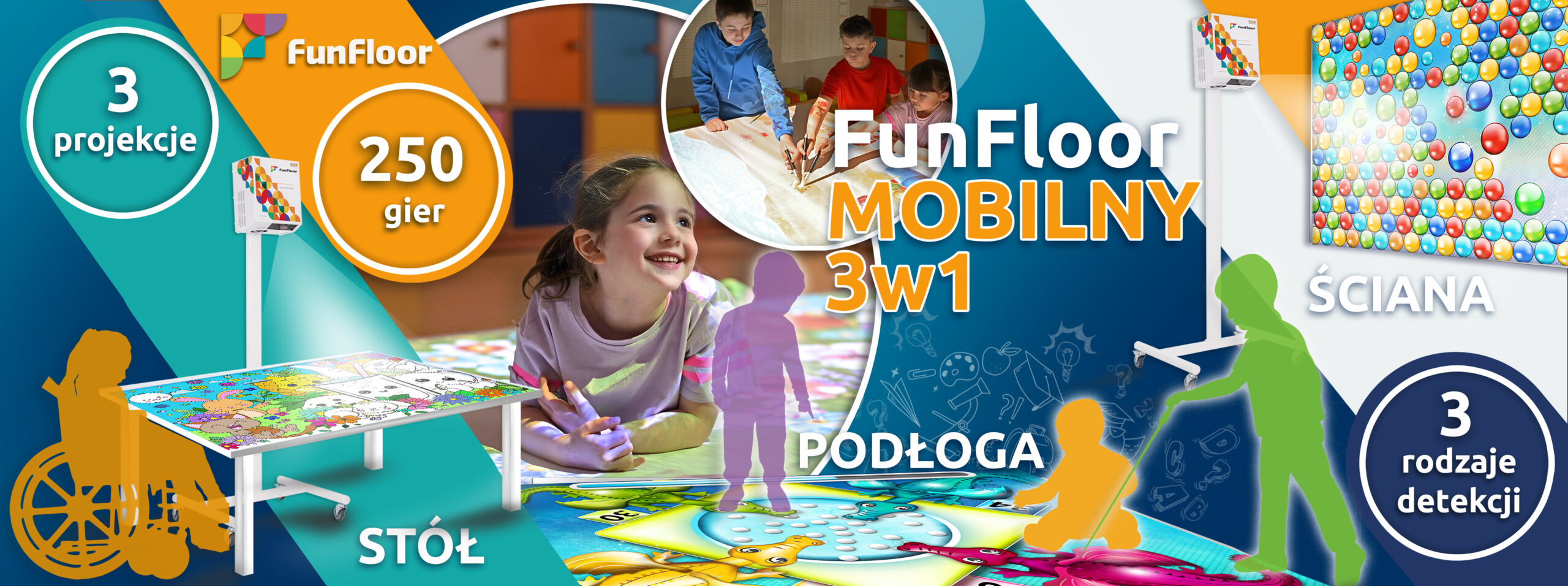 Podłoga interaktywna FunFloor Mobilny 3w1