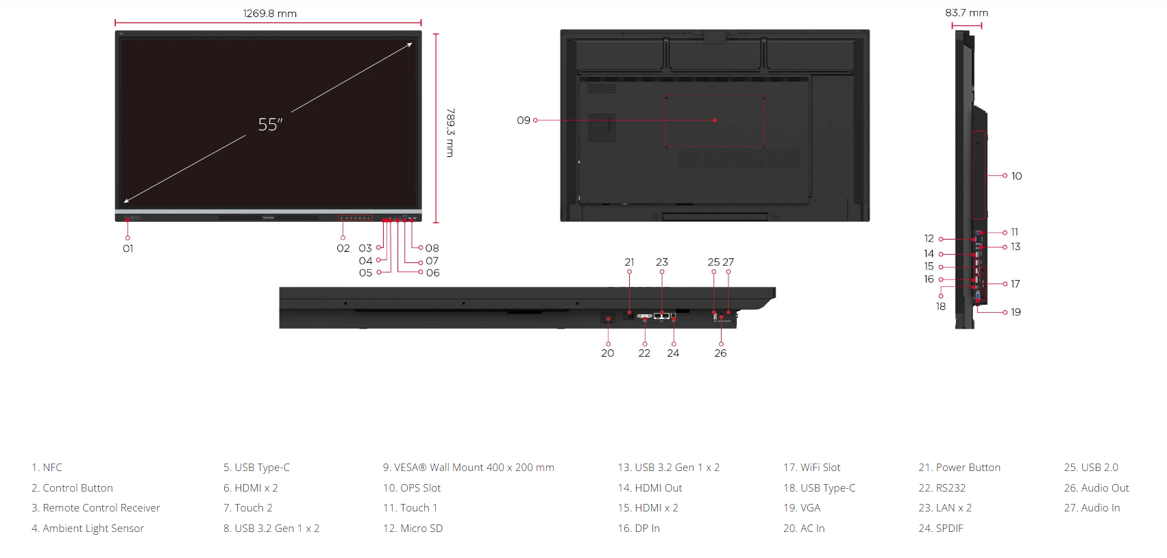 Monitor interaktywny ViewSonic ViewBoard IFP6551 65"
